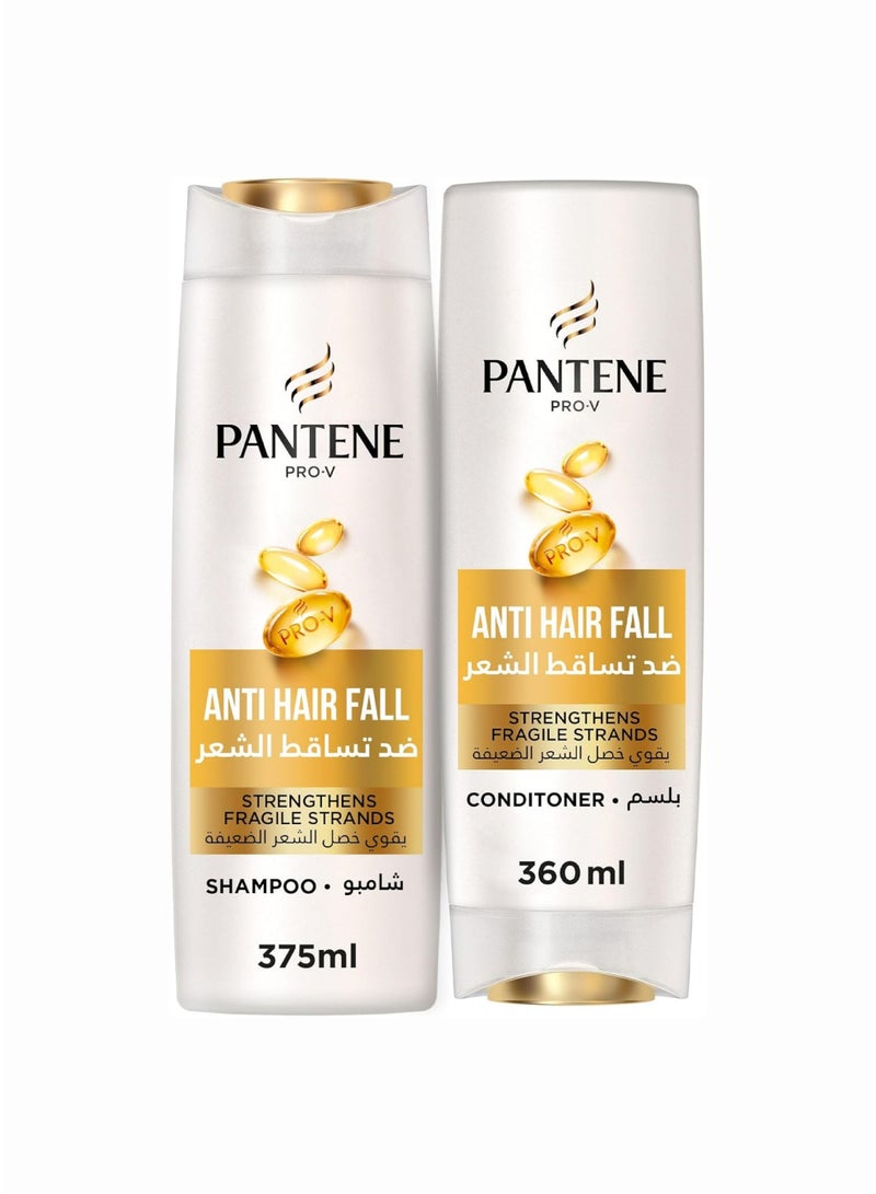 Pantene برو-في شامبو وبلسم مضاد لتساقط الشعر، يقوي الخصلات الضعيفة من أضرار التصفيف، يغذي للحصول على شعر أكثر كثافة وقوة في 14 يومًا - Image 1